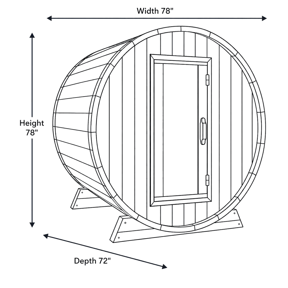4 Person Barrel Sauna - Harmony dimensions diagram