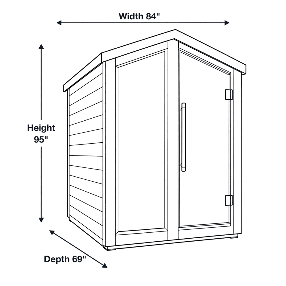 6 Person Outdoor Traditional Sauna - Kaarina dimensions diagram
