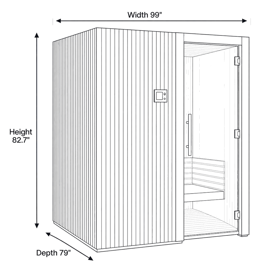 2 - 6 Person Indoor Auroom Libera Wood dimensions diagram