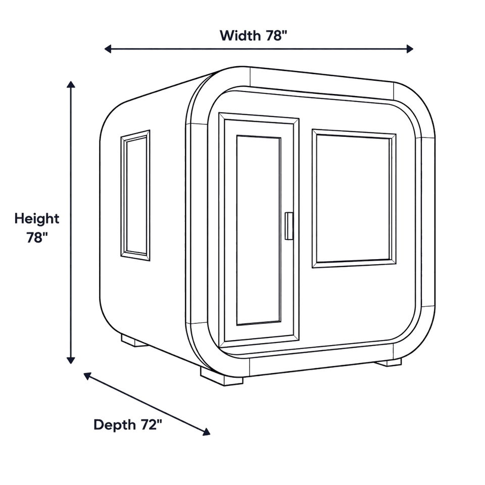 4 Person Cube Sauna - Luna dimensions diagram