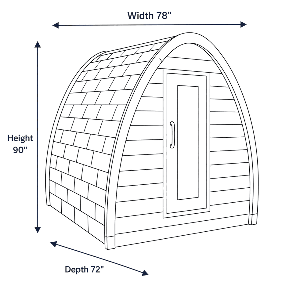 4 Person Sauna - MiniPOD dimensions diagram