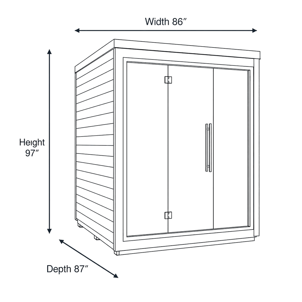5 Person Outdoor Sauna Auroom Mira L Cabin dimensions diagram