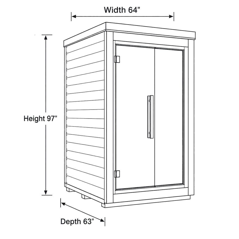 2 Person Outdoor Sauna Auroom Mira S Cabin dimensions diagram