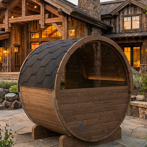 2 Person Barrel Sauna w/ Rear Window - E6W