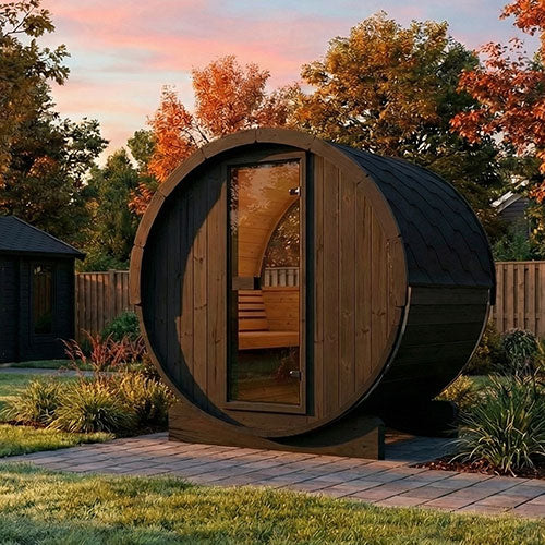 2 Person Barrel Sauna w/ Rear Window - E6W