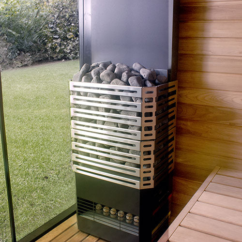 Saunum AIR 7 Heater, AirIQ WiFi, and Stones (Stainless Steel)