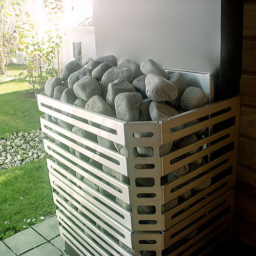 Saunum AIR 7 Heater, AirIQ WiFi, and Stones (Stainless Steel)