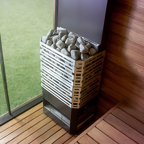 Saunum AIR 7 Heater, AirIQ WiFi, and Stones (Stainless Steel)