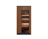 Compact 1 person outdoor sauna Viva 120 with modern design and Thermowood interior
