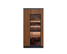 Compact 1 person outdoor sauna Viva 120 with modern design and Thermowood interior