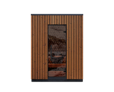 4 Person outdoor sauna Leil Viva 180 with face-to-face benches and back wall heater for social use