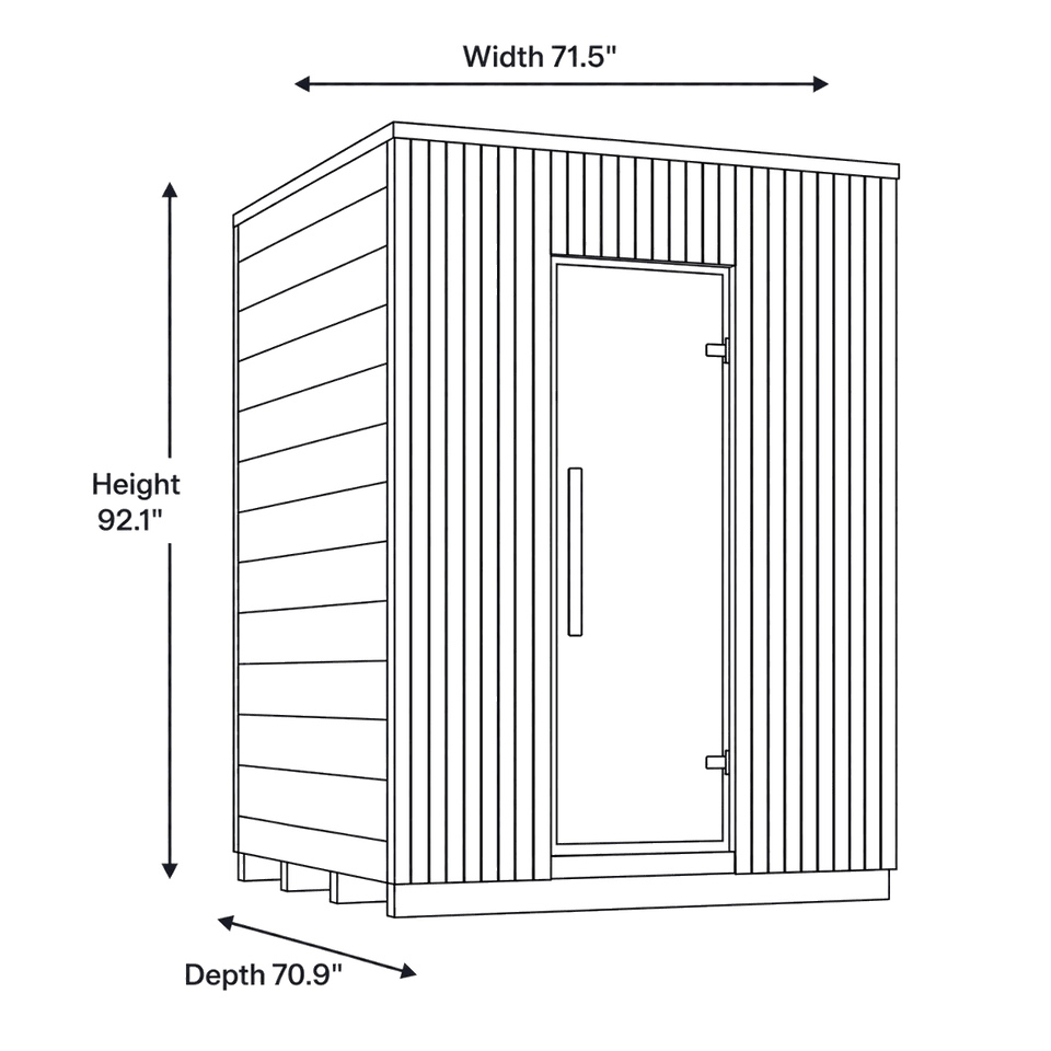4 Person Outdoor Sauna - Leil® Viva 180 dimensions diagram