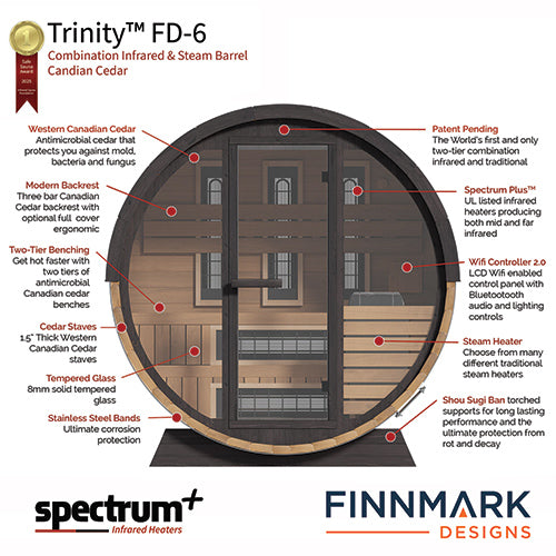 4 Person Hybrid Sauna - FD-6 (Cedar)