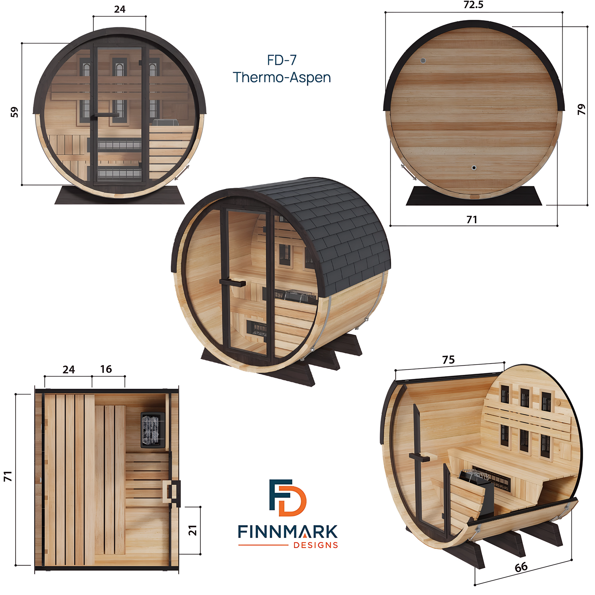 4 Person Hybrid Sauna - FD-7 (Thermo-Aspen)