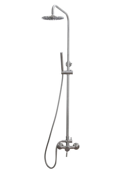 Premium stainless steel outdoor shower hardware with handheld shower and 3/4" female NPT connection