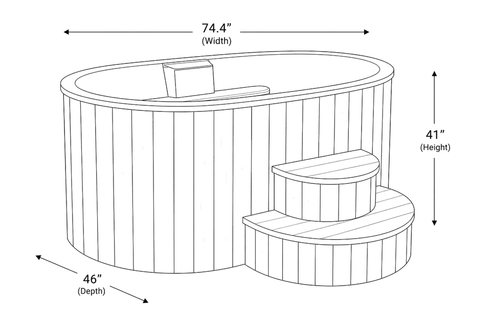 SaunaLife 2 Person Cold Plunge S2B dimensions diagram