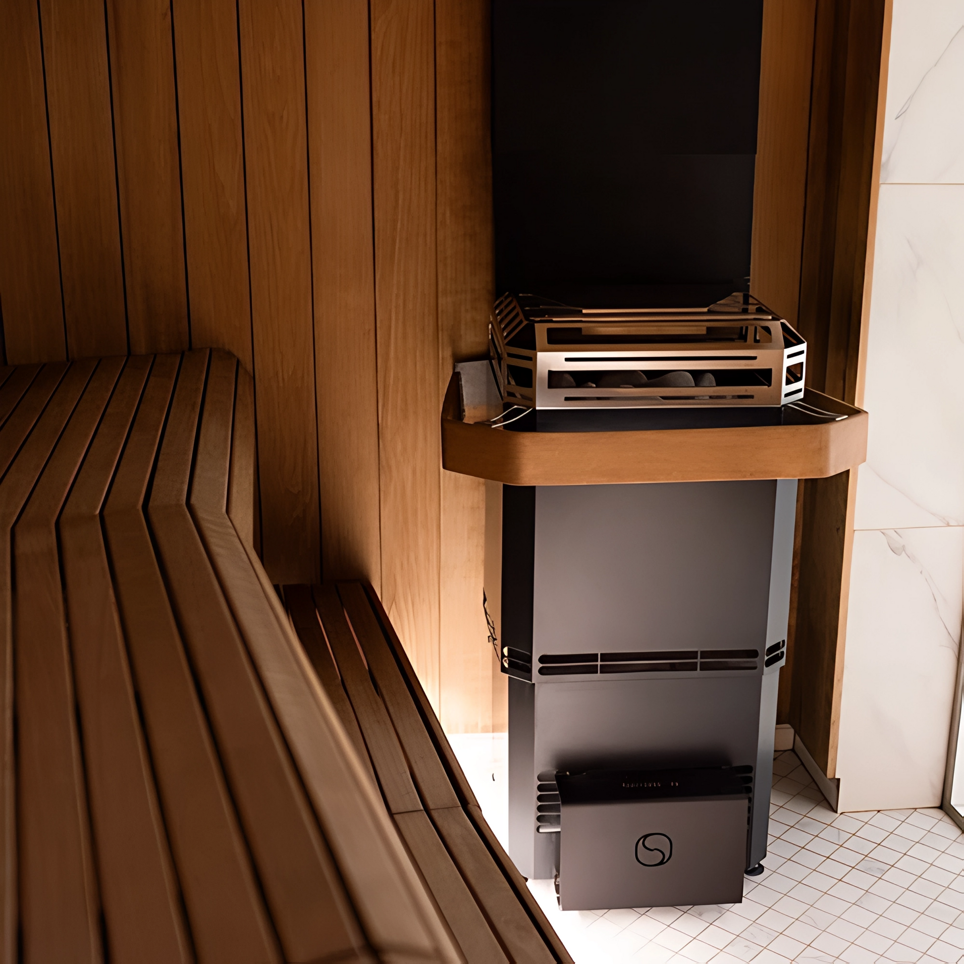 Saunum AIR L 10 Heater, AirIQ WiFi, and Stones (Stainless Steel)