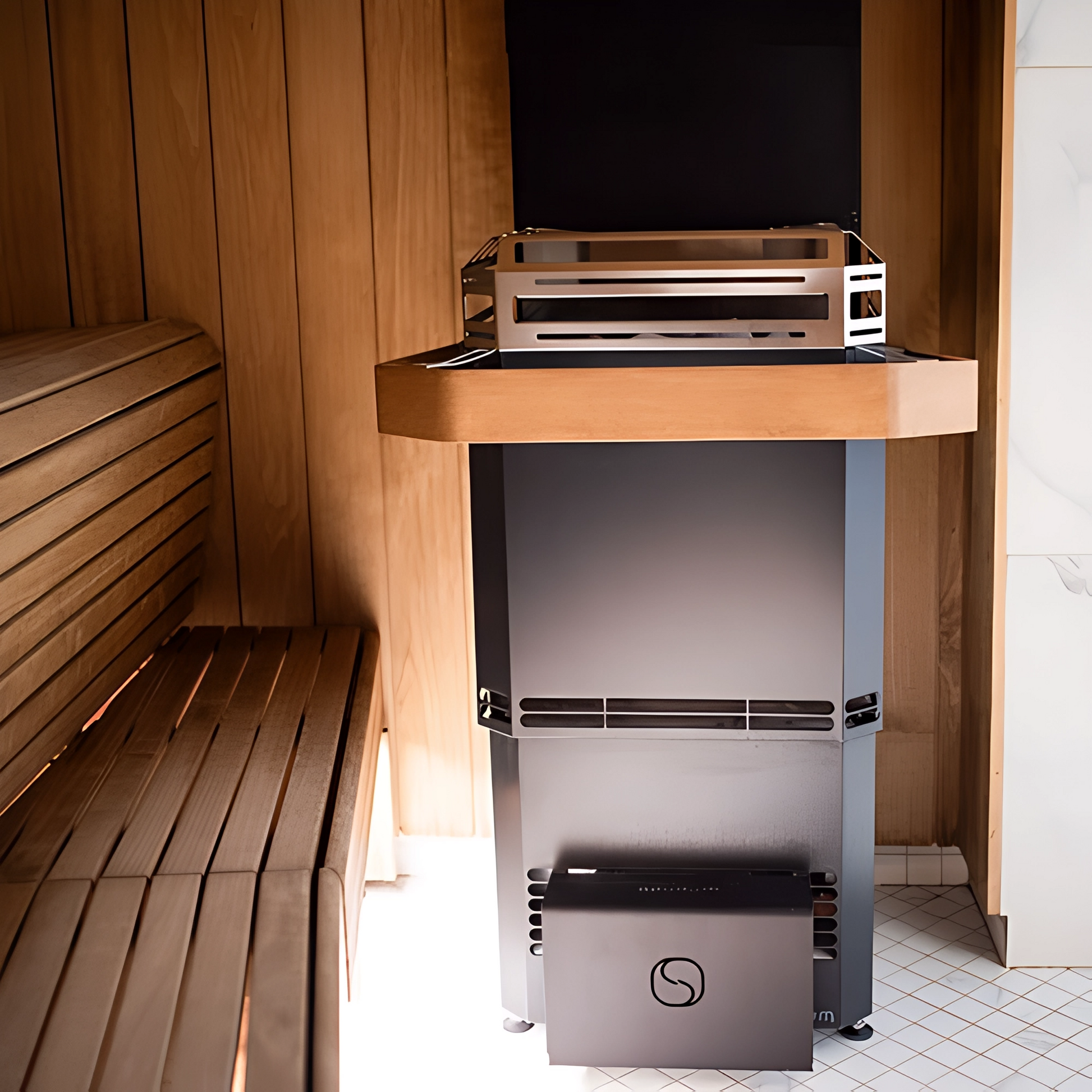 Saunum AIR L 13 Heater, AirIQ WiFi, and Stones (Stainless Steel)