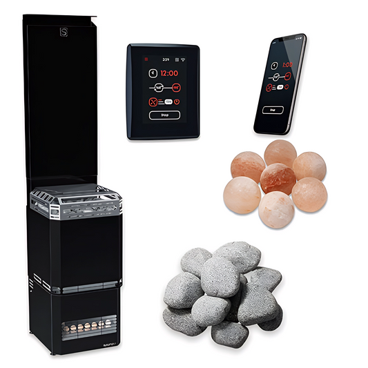 Saunum AIR L 10 Heater, AirIQ WiFi, and Stones (Stainless Steel)